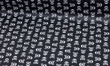 Baumwolle Acrylbeschichtet - Totenköpfe Schwarz