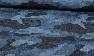 French Terry Brushed - Camouflage Blau