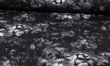 French Terry - Big Flower Black Aquarell