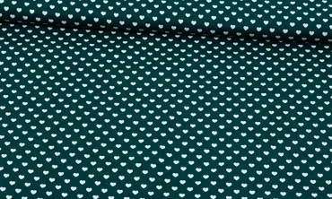 Baumwolle Kleine Herzen Tannengrün Weiss