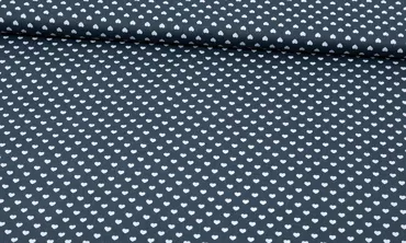 Baumwolle Kleine Herzen Dunkelgrau Weiss