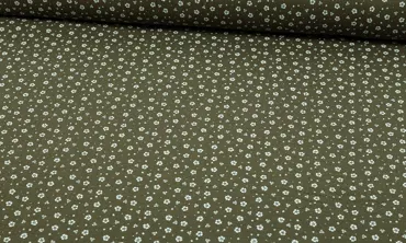 Double Gauze - kleine Blümchen  Khaki