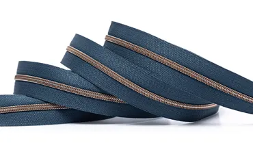 Reissverschluss 4 mm Metallic - Jeansblau Altmessing