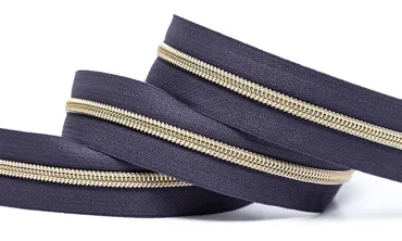 Reissverschluss 6 mm Metallic - Aubergine Light Gold