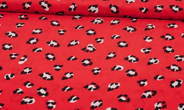 Viskose Crepe - Big Leoprint Rot