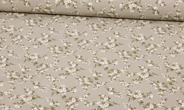 Viskose Stretch - Zarte Blüten Sand
