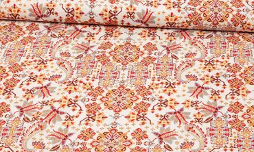 Viskose - Blüten und Symbole Orange