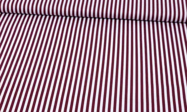 Baumwolle 5 mm Streifen Weiss Weinrot