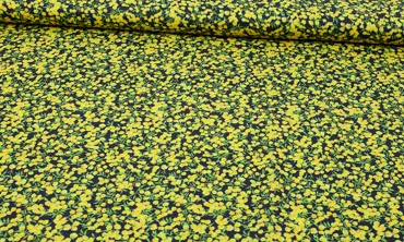 Popeline Tiny Blossom Yellow Navy