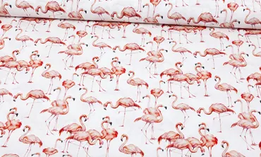 Baumwolle Flamingos Ecru