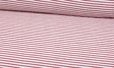 Strickfrottee - Weiss Streifen Dunkelrot