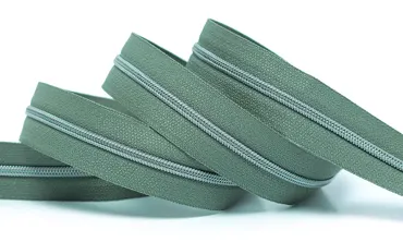 Reissverschluss 4 mm Metallic - Dunstgrün Silbergrau