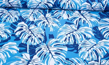 Badestoff Monstera Blue