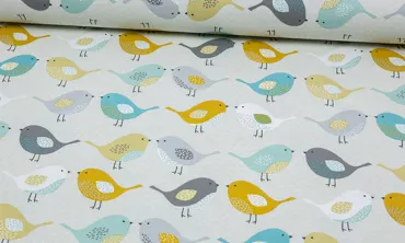 Canvas Panama - Birds Ochre
