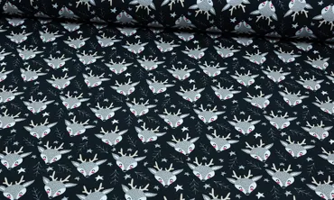 French Terry Lovely Deer Black