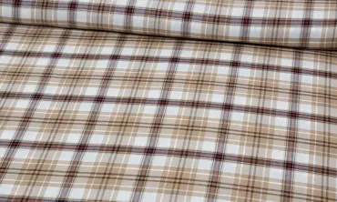 Viskose Cotton Mix Check Beige Rot