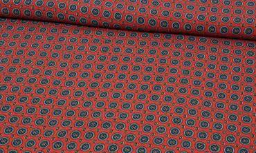 Viskose Crepe Retro Spot Print Red