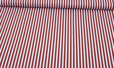 Baumwolle 5 mm Streifen Weiss Dunkelrot