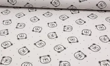 BIO French Terry Brushed - Süsser Bär Hellgrau