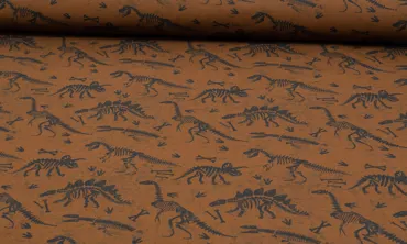 French Terry Brushed Dino Bones Braun