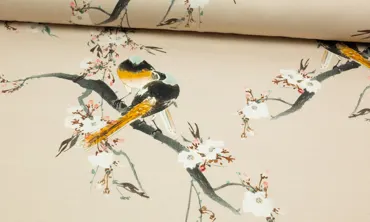 French Terry Brushed Bird Dreams Beige