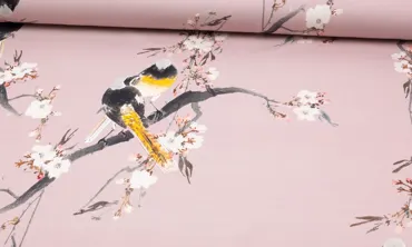 French Terry Brushed Bird Dreams Rosa