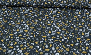 Baumwolle Christmas Design  Nachtblau