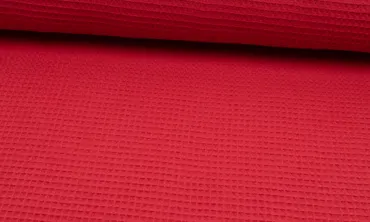 Waffelpiqué Uni - Rot