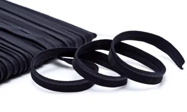 Paspelband 10 mm elastisch Schwarz