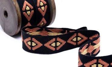 Gewobenes Band 25 mm - Rhombus Schwarz Canyon