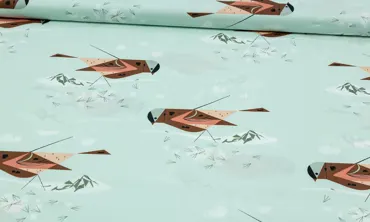 BIO Popeline Birch Fabrics - Grey Crowned Rosy Finch