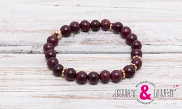 Armband Balls 8 mm Rose Gold - Walnuss Aubergine