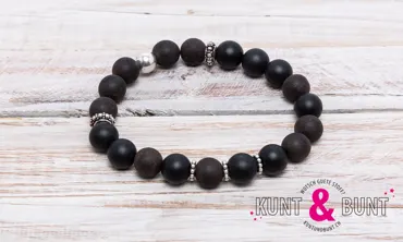 Armband Balls 10 mm Silber - Onyx Adlerholz