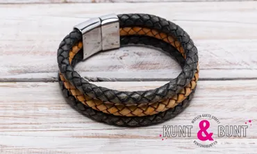 Armband Triple Bola Steel - Vintage Black Brown