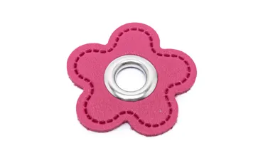 Öse Patch 8 mm Silber - Blume Pink