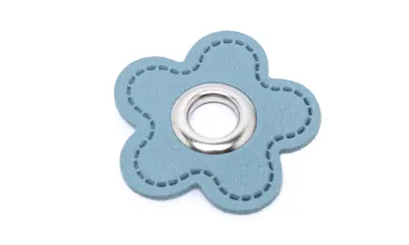 Öse Patch 8 mm Silber - Blume Dunstblau