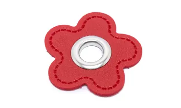Öse Patch 8 mm Silber - Blume Rot