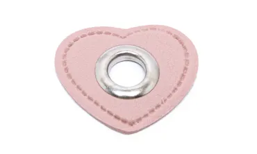 Öse Patch 8 mm Silber - Herz Hellrosa