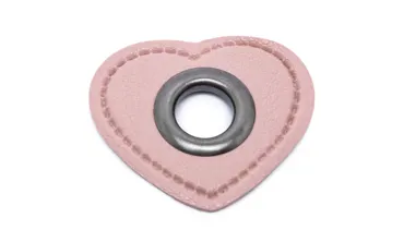 Öse Patch 8 mm Altsilber - Herz Hellrosa