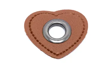 Öse Patch 8 mm Altsilber - Herz Braun