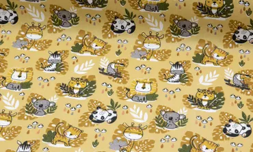 Baumwolle Acrylbeschichtet - Happy Wildlife Senf