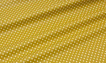 Baumwolle beschichtet - Kleine Punkte Senf Weiss