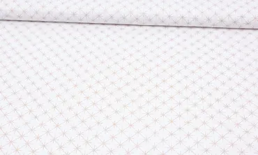 Baumwolle - Weiss Sterne Rose Gold