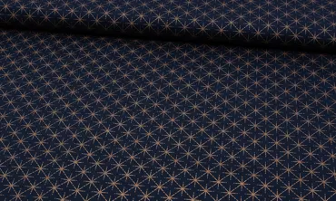 Baumwolle - Navy Sterne Rose Gold