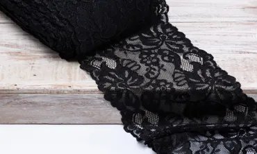 Spitze elastisch 15 cm - Schwarz