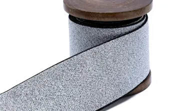 Gummiband 40 mm - Silber Glitzer