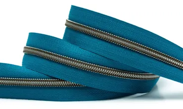 Reissverschluss 6 mm Metallic - Seablue Altsilber