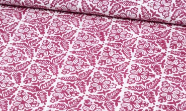 Baumwolle Blockprint - Triangle Leave Fuchsia