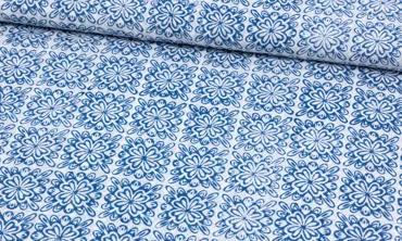 Baumwolle Blockprint - Lucky Blossom Indigo