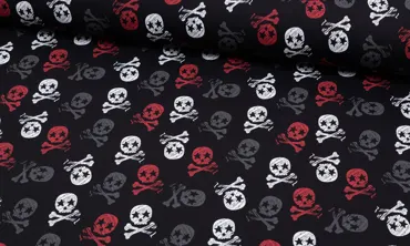 French Terry Brushed - Funny Skulls Black